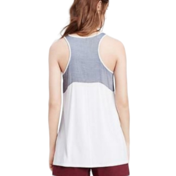 Vince white racerback tank with chambray upper back - Picture 1 of 9